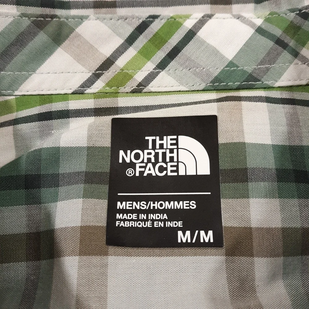 The North Face Shirt Outdoor Hiking Travel Mens Medium Cotton Blend Plaid Gray